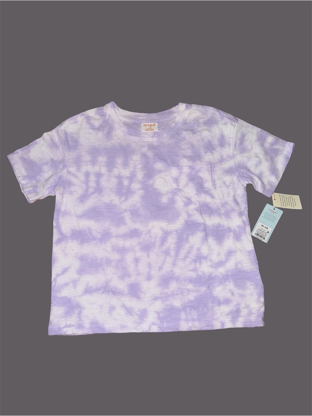 *new* Cat & Jack Girls' Lavender Tie-Dye Pocket Tee